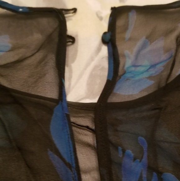 I.Magnin & co Blue Flower Chiffon Dress. - Picture 6 of 8